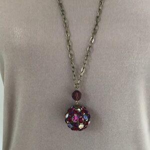 Multicolored Rhinestone Ball Necklace